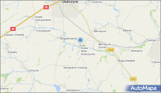 mapa Nowa Wieś Głubczycka, Nowa Wieś Głubczycka na mapie Targeo